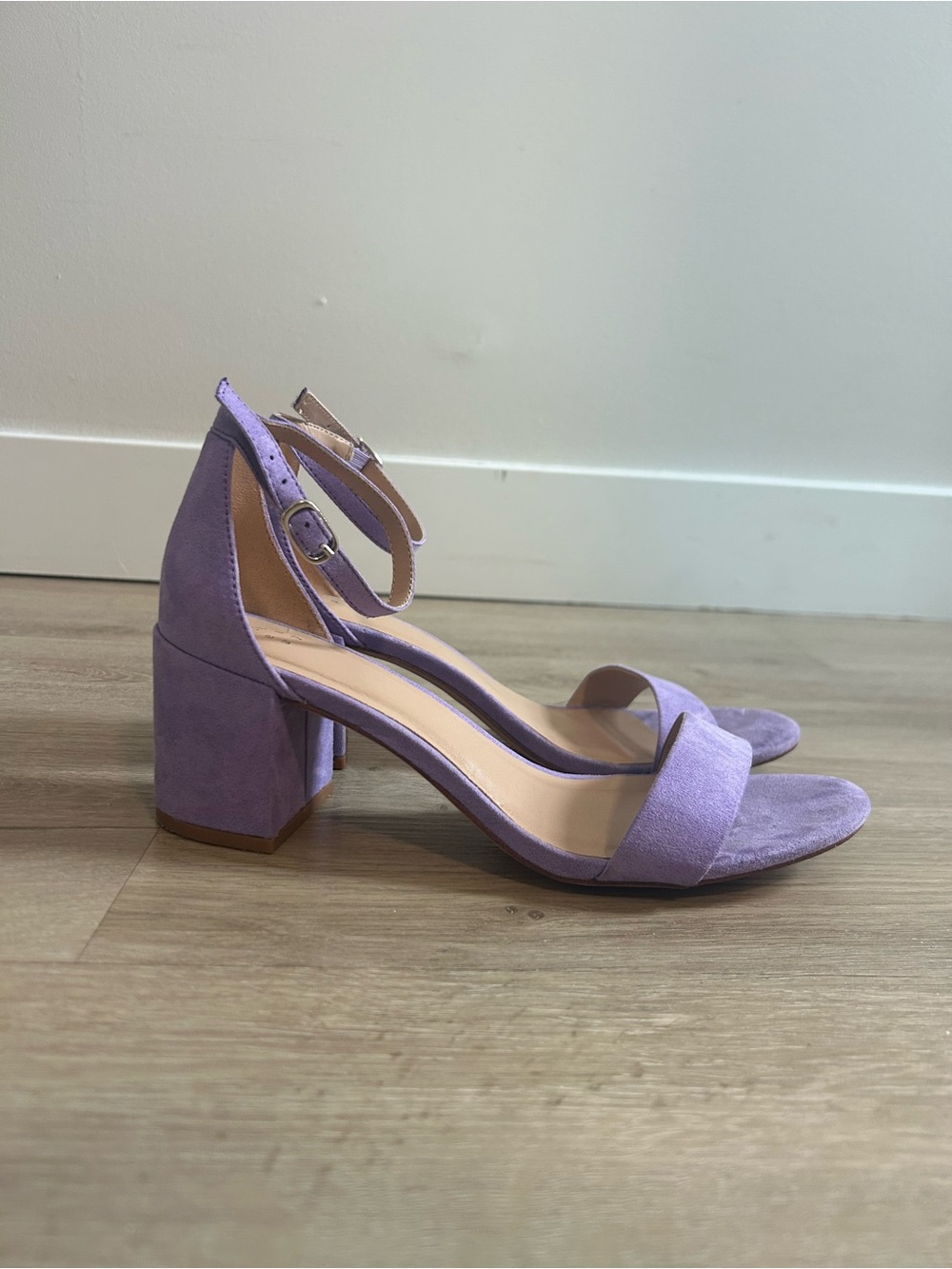 a new day Lilac Suede Block Heel Sandals with Ankle Strap